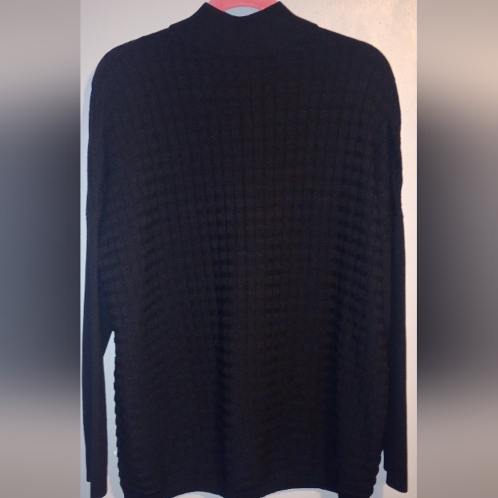 Women's Per se By Carlisle Black Quarter-Zip Sweater - Picture 3 of 8